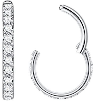 Popuhoops 1,0mm 7mm Silber Nasenringe Zirkonia Nasenring Knorpel Ohrring Klar CZ Hoop Septumring Segmentring Clicker 316L Chirurgenstahl Körperpiercing Helix Ohrläppchen Daith Rook Tragus Piercing