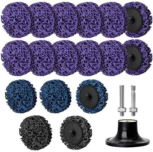 Tendak 17 Stück 2 Zoll CSD Scheibe Schleifscheibe, Grobschleifscheibe/Lila/Blau/Schwarz Reinigungsscheibe Set, für Oberflächenbearbeitung, Metall, Edelstahl (50mm)