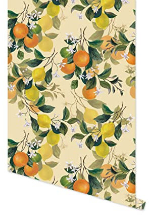 Dostear Klebefolie MöBel Wandtapete 3dtapete Self Adhesive Wallpaper Folie Selbstklebende GroßE Vinyl GläNzend Tapeten FüR KüChentapete Abwaschbar braune Zitrone 45cm X 300cm