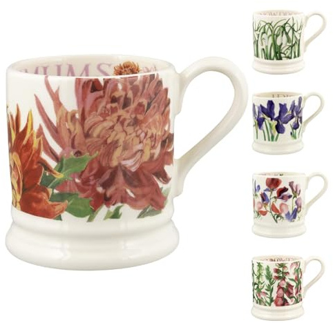 Emma Bridgewater große Tasse 1/2 Pint, Keramik Kaffeetasse groß - Steingut Tasse, Cappuccino, Latte, Kaffee, Teetasse - Schöne Tassen, Geburtstagsgeschenk - Kaffeebecher Chrysanthemum