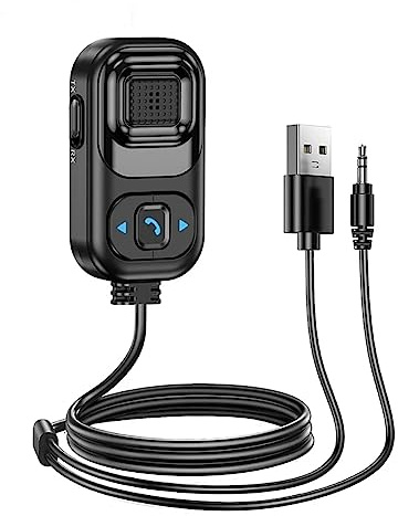 LEIDIMUS Bluetooth 5.1 Receptor a Bordo, Dos en uno RX/TX reducción de Ruido Bluetooth 3.5 mm aux Soporte adaptativo Siri estéreo a Bordo/estéreo a Domicilio
