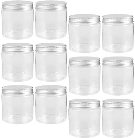 DEARMAMY Jar Set 12 Small Glass Jars with Airtight Lids Wide Mouth Reusable Storage Containers for Jam Tea Beans Cosmetics Travel and Everyday Organising