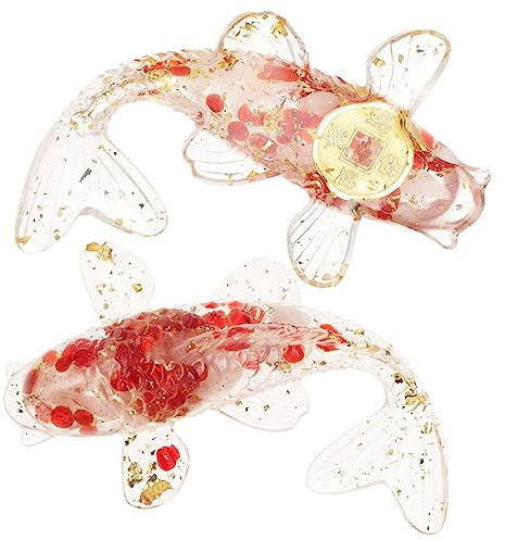 Cabilock 2 Pcs Cristal Gravier Carpe Ornement Figurines De Poisson en Verre Soufflé À La Main Poisson Cristal Statue Décor Bonne Chance Animal Statue Animal Aquatique Vert Figure Japon