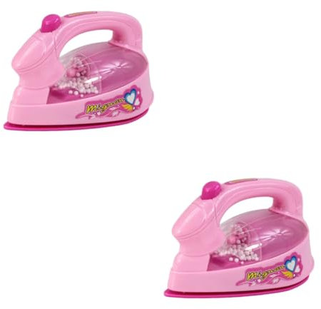 BESTonZON 2 STK Bügeleisen Für Mädchen Kinderspielzeug Bügeleisen Spielzeug Für Kleinkinder Mini-bügeleisen Spielzeug Für Kinder Im Vorschulalter Spielzeuge Haushaltsgeräte Puderquaste Rosa