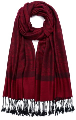 QIUTIMIY Paisley-Pashmina-Schal für Damen, wendbar, Vintage-Jacquard-Pashmina-Rave-Schal mit Fransen für Abendveranstaltungen, Hochzeiten