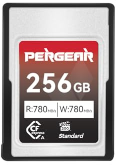 PERGEAR Professional Standardserie 256GB CFexpress Typ A Speicherkarte | bis zu 780 MB/s Lesegeschwindigkeit 780 MB/s Schreibgeschwindigkeit für 4K/8K-Aufnahme kompatibel für Sony Alpha & FX-Kameras