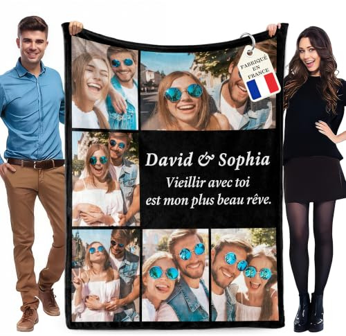 WMDIY Personalisierte Decke mit Foto, Kuscheldecke Personalisiert mit Foto, Decke Selber Gestalten, Fotodecke, Personalisierte Valentinstag Jahrestag Geburtstag Geschenke für Ihn Sie Männer Frauen