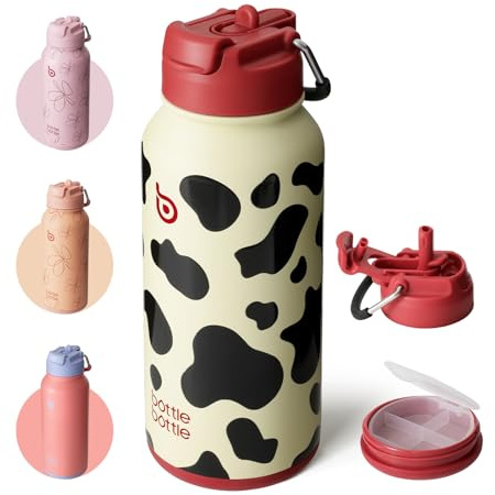 BOTTLE BOTTLE gourde isotherme sport inox 32oz, paille, boîte à pilules