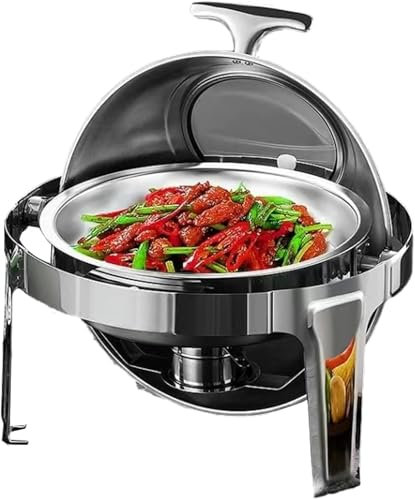 AFLEPCBRQ Chafing Dish-Buffet-Set, runder Catering-Wärmer, rechteckiges Heizset mit Spiralfeder, Tabletthalter und Deckel zum Essen auf Partys, Hochzeiten und Geburtstagen