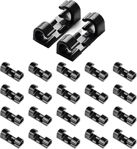 Generic Confezione da 40 clip fermacavi per auto, dash-cam, PC, gestione cavi adesivi per casa e ufficio, senza viti e senza viti