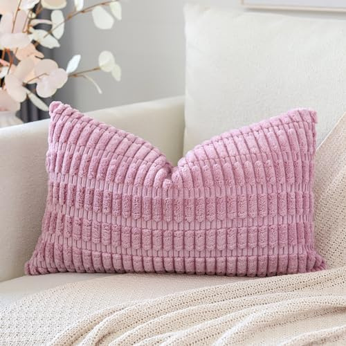 Artscope Juego de 1 Fundas de Cojines Decorativas Cuadradas de Pana 30 x 50 cm para Decoración del Hogar Sofá Dormitorio Coche 12x20 Lila