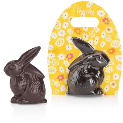 Venchi - Conejo de Chocolate Negro 60%, Sin Gluten, Vegano, 100 gr, Colección Pascua, Idea Regalo