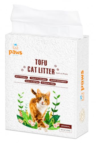 Tofu Cat Litter Clumping 2.5Kg/6L Premium Eco Friendly Toilet Flushable Easy Clumping Tofu Litter Biodegradable Chemical Free Super Absorbent (Natural)