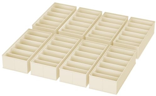 Homsorout Schubladen Organizer Kleidung Baby - 8er Set Ordnungssystem Kleiderschrank Stoff Unterwäsche Aufbewahrung Drawer Organizer, 30 x 15 x 9 cm für Baby Wickelkommode, Socken, Beige