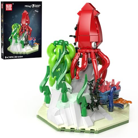 Mould King 10174 Klemmbausteine Tiere Tintenfisch Bausteine mit Sockel Tier Bauspielzeug Meerestiere Set MOC Geschenke für Jugendliche und Erwachsene(416 Teile)