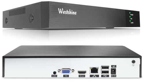 WESTSHINE 4K NVR Grabador de sistema de vigilancia 16 canales, NVR de seguridad 16 canales, visualización remota sencilla, detección de movimiento, admite hasta 16 cámaras IP 4K(no incluye disco duro)