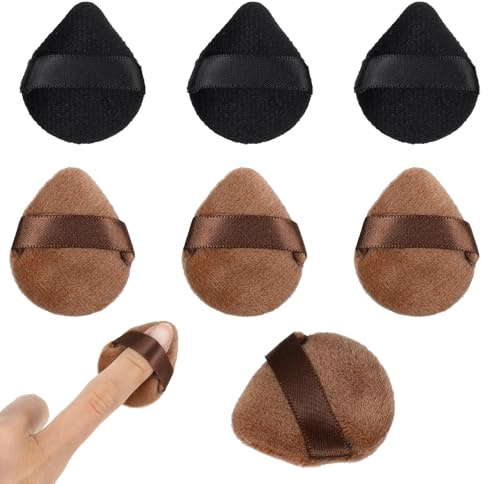 Mabor 6 Stück Finger Puderquaste Make-up Gesichts Puff für Gepressten Puder Losen Puder und Andere Make-up-Produkte (Schwarz und Braun)