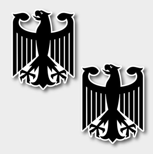 TF Skins Deutschland Aufkleber Vinyl Sticker – Deutscher Adler Motiv – 70 x 90 mm, Schwarz/Weiß