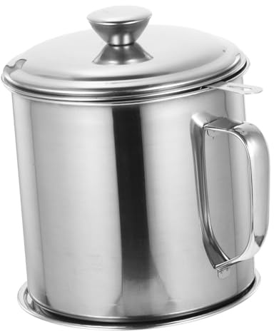 FUNNETOYU Contenedor de Aceite de Cocina de Acero Inoxidable con Filtro Malla Fina Capacidad para Almacenamiento y Filtrado de Grasa para Aceite Usado y Cocina Saludable