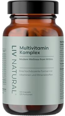 LIV Multivitamin Komplex Vegan | Speziell für Frauen | 23 Vitamine & Mineralstoffe mit Eisen, Folsäure, Biotin & Zink | Praktische Ein-Kapsel-Versorgung pro Tag, 120 Kapseln