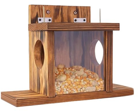 ETUCYNG Eichhörnchen Futterhaus 35.2x12.8x24cm Wetterfeste Wildtier-Futterstation Mit Abnehmbarer Frontplatte Für Erdnüsse Mais Und Vogelfutter Ideal Für Garten Wald Und Winterfütterung