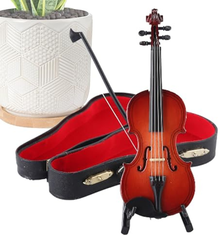 Instrument de musique miniature décoratif - Affichage artistique - Amélioration de l'espace - Intérêt visuel - Petit violon - Article de collection - Violon de bureau - Décoration élégante pour garçon