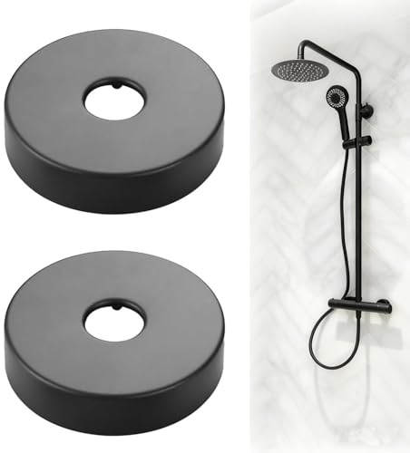 2 Stück Rosette Duscharmatur, 21mm Rohrabdeckung Edelstahl, Abdeckrosette Schwarz, Lackierte Oberfläche, Wasserhahn Abdeckung für Wasserleitungen, Wasserhähnen, Abflussrohren usw.
