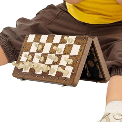 Schackspel Hopfällbar Typ Magnetiskt Träschackbräda Spelset