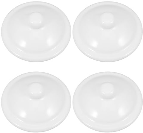 FIXOSHEE Tapa Taza Infusion de Esmalte Blanco 4piezas Diseño Portátil y Prevención de Fugas para Cocina y Oficina