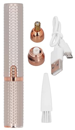 3 i 1 elektrisk ögonbrynstrimmer USB uppladdningsbar ansiktshårborttagare för kvinnor med 2 utbytbara huvuden Säkert, effektivt bärbart ABS-material (Guld)