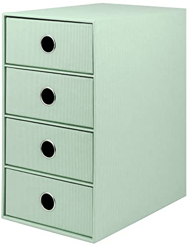 Rössler SOHO 4er Schubladenbox aus Papier | Büro Organizer Schreibtisch | Schubladen Organizer Büro Zubehör & Bürobedarf | Schreibtisch Organizer Box | 18 x 25 x 32 cm | 1 Stück | Farbe: Mint | Schreibtisch Organizer für Dokumente, Unterlagen, Bürozubehör und geordnete Aufbewahrung