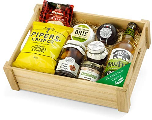 Ploughman's Choice Cheese Hamper - Premium Cheese Gift Basket with Cider, Mature Cheddar, Organic Brie, Pork Pate & Chutney - Gourmet Gifts for Foodies, from Regency Hampers