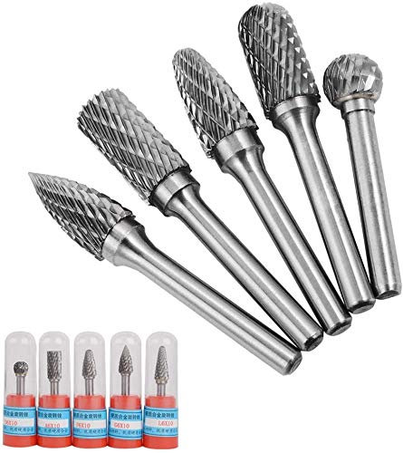 Bestgle 5PCS 6mm Tige Fraise de Coupe Rotative en Carbure de Tungstène Pour Bricolage Travail du Bois, Sculpture sur Métal, Polissage, Gravure, Perçage Diamètre de Coupe 10mm