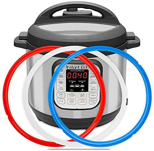 Silicone Sealing Ring for Instant Pot Replacement Gasket for 6 Qt Pressure Cooker, Savory Blue & Sweet Red & Transparent, Fits IP-DUO60, LUX60, DUO50, ILUX50, Pro/Duo Crisp XL 6Qt, Pro 6Qt 3-Pack