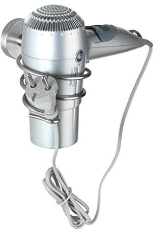 WENKO Haartrocknerhalter Bosia Matt, aus rostfreiem Edelstahl, zum Ablegen des Föhns, 9x8,5x13,5 cm, matt