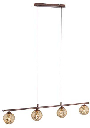 SellTec LED Pendelleuchte Kugel rost Landhaus, warmweiß G9 wechselbar Kugel | Warmweiße Lichtfarbe, G9 Fassung, Wechselbar, Goldene Leuchtabdeckung Kugel