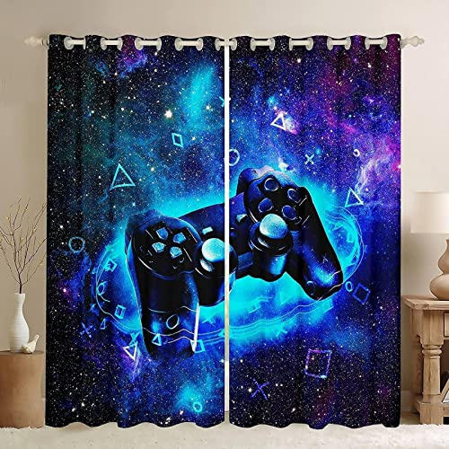 LKCD Verdunkelungsvorhänge, Gamer Lightning Gamepad-Video 150X166Cm 2 Vorhänge Mit Ösen Für Schlafzimmer, Verdunkelungsvorhänge