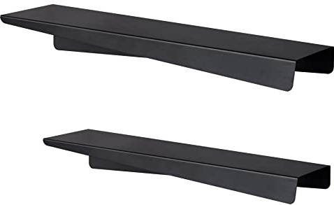 CALUTEA Stylisches Wandregal // Elegantes Schwarz Metall // Individuelles Design // 2er-Set 45 + 60 cm