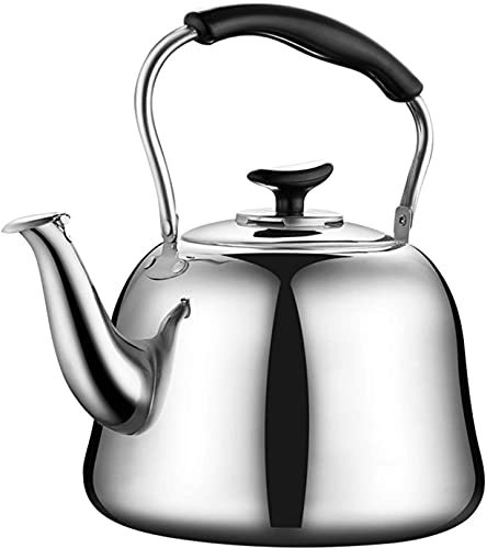 AWAING Bouilloire Sifflante Théière Domestique en Acier Inoxydable, Grande capacité, Sifflement, Bouilloire, poignée Anti-brûlure, 4-7 L Bouilloire INOX(Color:Silver;Size:4L)