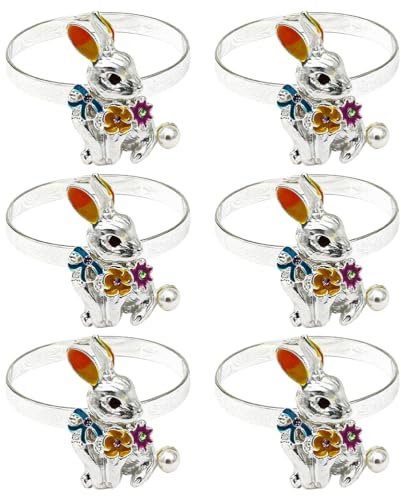 6Stück Ostern Serviettenringe Hasen Serviettenringe: Osterhase Serviettenhalter Napkin Ring Dekoration Zubehör - Rustikale Osterdekoration - Ostern Besteck