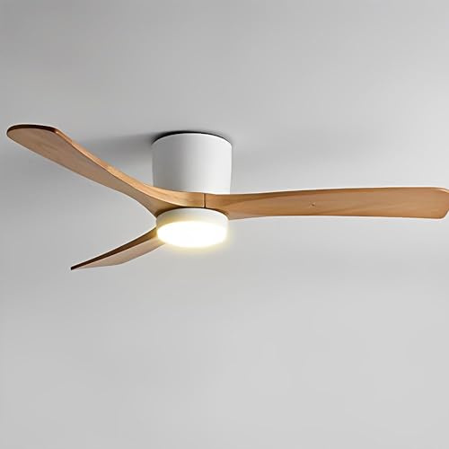 IBalody 36in Quiet Ceiling Fan with Light Indoor Remote Ceiling Fan Light 6 Gear Wind Speed Fan Lights White LED Ceiling Lights Fan Lighting Wooden Blades for Living Room Dining Room Bedroom