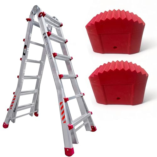 BTF | Juego de 2 Conteras o Pies de Goma para Escaleras Articuladas Telescópicas | Pies de Goma de Escaleras Articuladas Telscópicas BTF, Perfil de Montante 75x30mm.