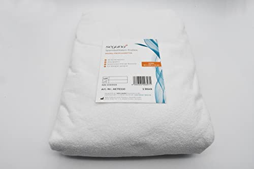 SEGUNA Spannbettlaken Frottee, weiß, Spannbetttuch für Pflegebetten, Bettlaken, wasserdicht, Matratzenschutz bei Inkontinenz, Verschiedene Größen (90 x 200 cm)