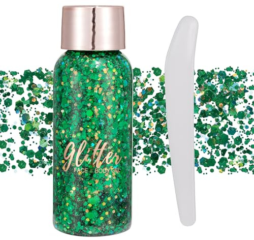 GL-Turelifes Mermaid Pailletten Chunky Glitter Liquid Lidschatten Glitter Body Gel Festival Glitter Kosmetik Gesicht Haar Nägel Make-up Long Lasting Sparkling 30 g (#109 Weihnachten Grün)