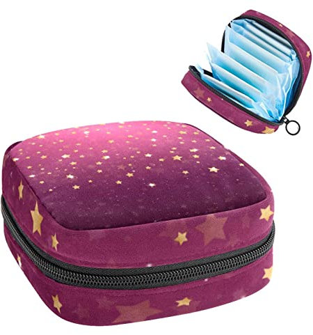 Stars Pink Period Pouch Tragbare Tampon Aufbewahrungstasche für Damenbinden, Mehrfarbig, 4.7x6.6x6.6 in/12x17x17 cm