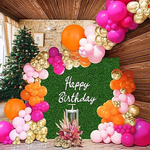 DUGEHO Kit per arco di palloncini, palloncini rosa e arancioni, 141 pezzi, kit di ghirlande ad arco per palloncini, palloncini in metallo per decorazioni natalizie, compleanni, matrimoni, anniversari,