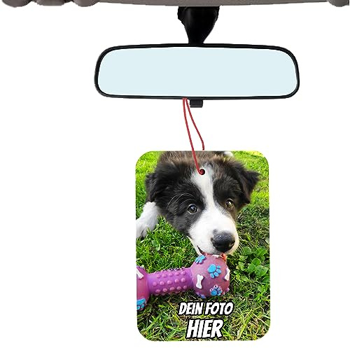 Personalisierter Auto Lufterfrischer mit Dein Foto text beidseitig Herz rund rechteckig, für ihn Geburtstag Parfüm (Rechteckig)