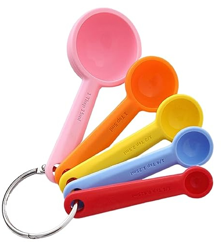 Bafnsiji Silicone Measuring Spoons Set of 5, Liquid and Food Meter, Measure Scoop Tablespoons, Small Measuring Spoons, Silicone Measuring Cups Tools, Cooking Supplies & Kitchen Gadgets