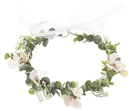 IWOWHERO Simulation Eukalyptus Brautkrone Beflockung Blumenkrone Für Braut Kopfschmuck Zartes Design