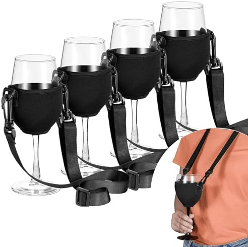 Bocguy 4er Weinglashalter zum Umhängen, Weinglas to go zum Umhängen